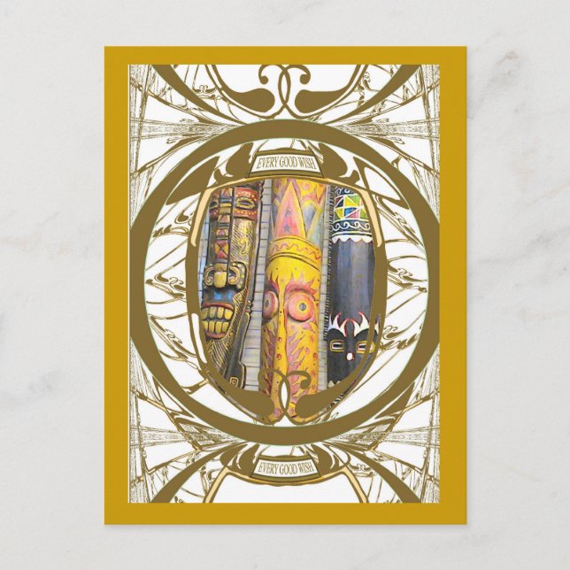 Malaiische Masken Postkarte (Vorderseite)
