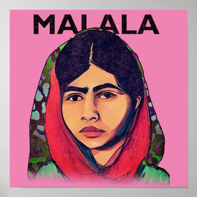 Malala Yousafzai, inspirierende feministische Kuns Poster (Vorne)