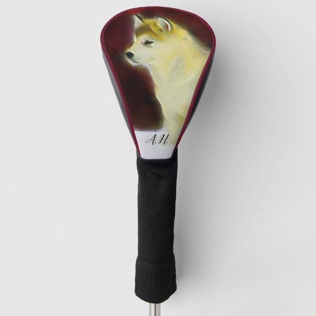 Malamitenhund mit Monogramm Golf Headcover (Vorderseite)
