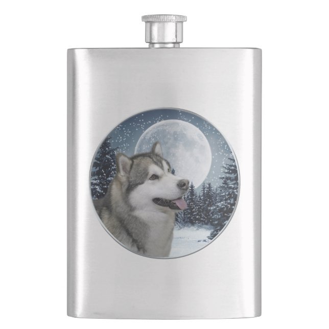 Malamute-Flasche Flachmann (Vorderseite)