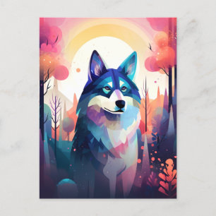 Malamute Husky Moderne Abstrakte Dog Malerei Kunst Postkarte