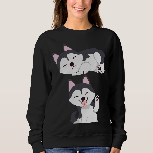 Malamute Husky Playing Sweatshirt (Vorderseite)