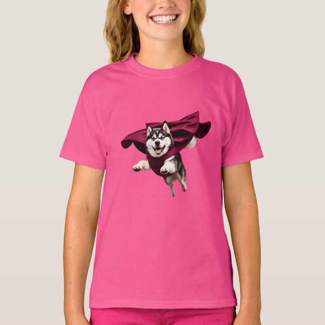 Malamute Superhero Kid's T - Shirt (Vorderseite)