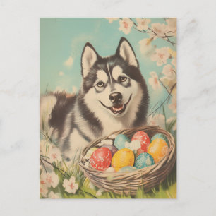 Malamute Vintag Ostern Postkarte