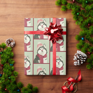 Malamute-Wintermuster Geschenkpapier