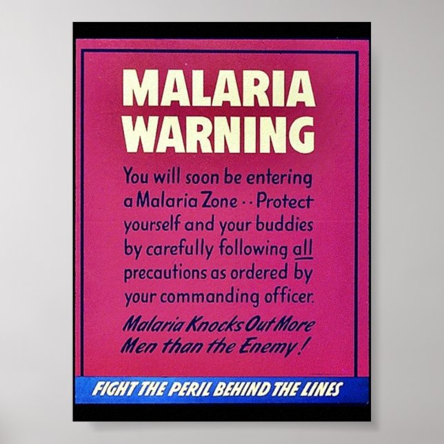 Malaria-Warnung Poster (Vorne)