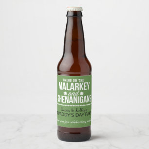 Malarkey & Shenanigans Beer Bottle Labels Bierflaschenetikett