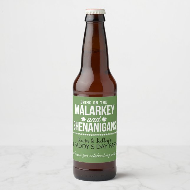 Malarkey & Shenanigans Beer Bottle Labels Bierflaschenetikett (Vorderseite)