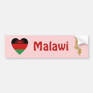 Malawi Flag Herz + Karte Autoaufkleber