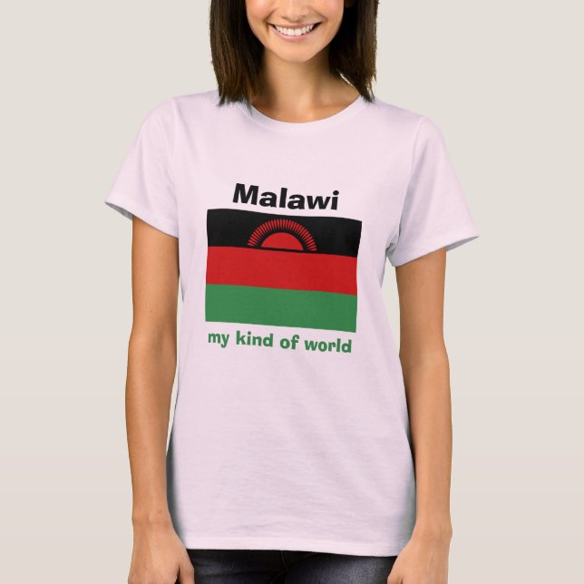 Malawi-Flag + Karte + Text-T - Shirt (Vorderseite)