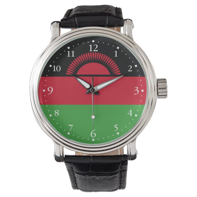 Malawi-Flagge Armbanduhr (Vorderseite)