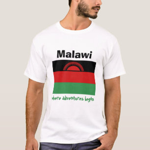 Malawi-Flagge + Karte + Text-T - Shirt