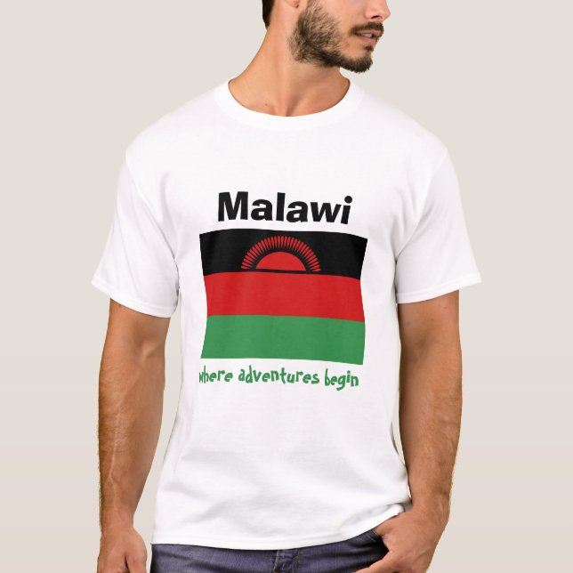Malawi-Flagge + Karte + Text-T - Shirt (Vorderseite)