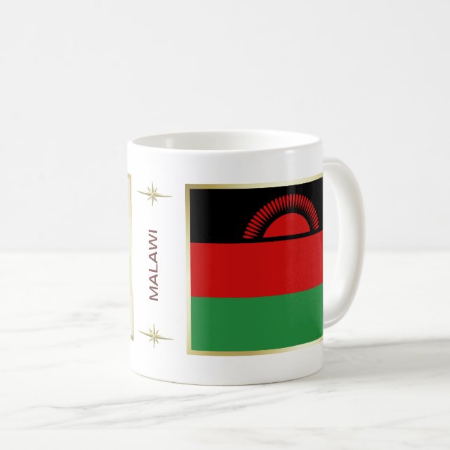 Malawi-Flagge + Karten-Tasse Kaffeetasse (VorderseiteRechts)