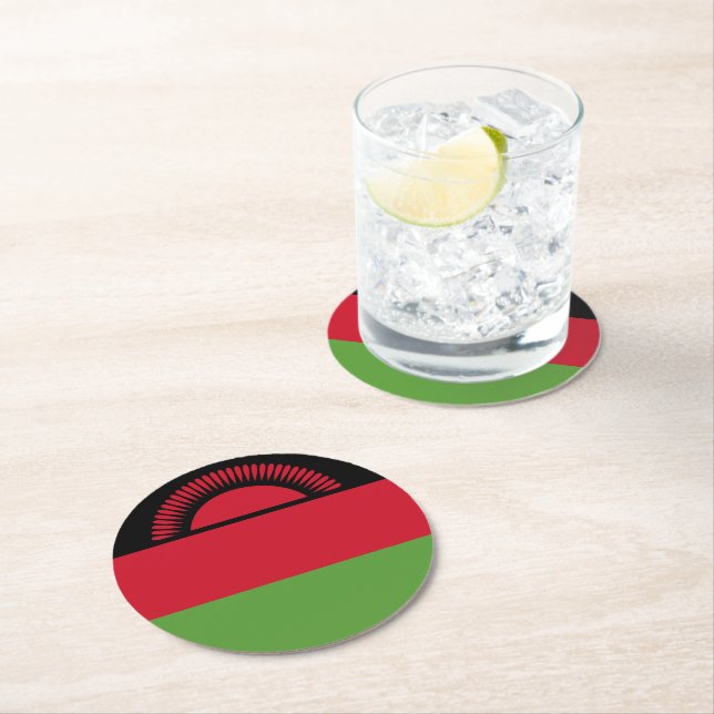 Malawi-Flagge Runder Pappuntersetzer (Vor Ort)