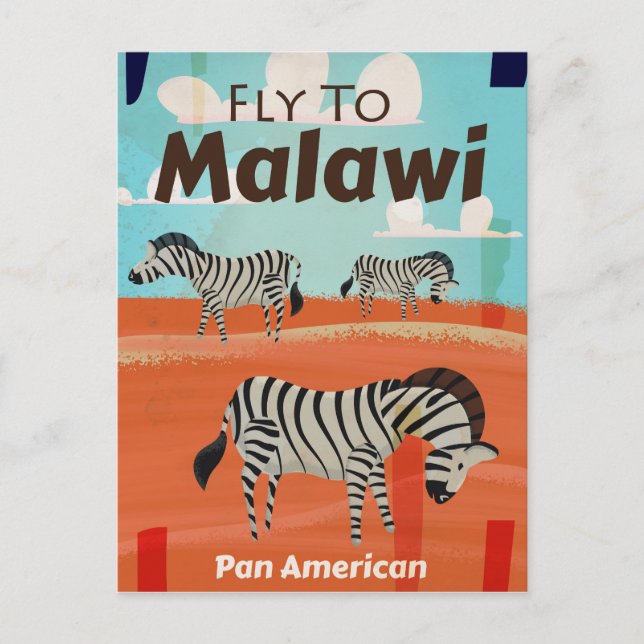 Malawi Vintage Reiseplakat Postkarte (Vorderseite)