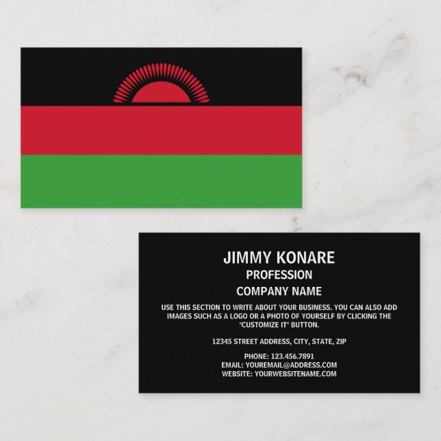 Malawische Flagge, Flagge Malawis Visitenkarte (Vorne/Hinten)