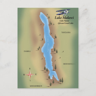 Malawisee, Reiseplakat-Karten-Druck Postkarte