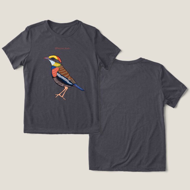 Malayan Banded Pitta Tri-Blend Shirt (Design Vorderseite & Rückseite)