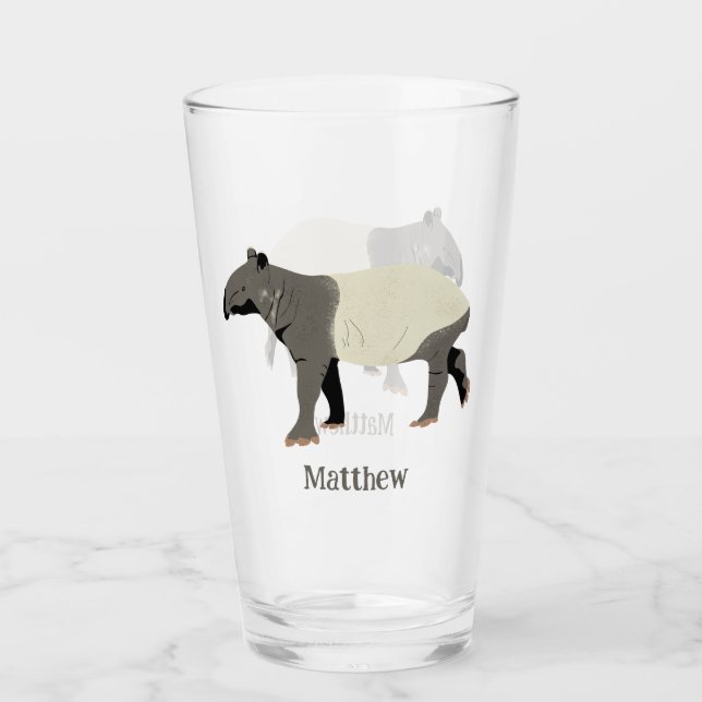 Malayan Tapir Illustrated Personalized Glas (Vorderseite)