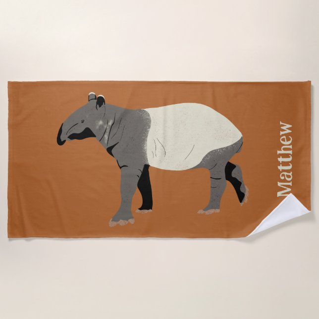 Malayische oder asiatische Tapir-Illustration Pers Strandtuch (Vorderseite)