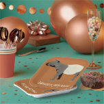 Malayisches oder asiatisches Tapir-Personalisiert- Pappteller<br><div class="desc">Geben Sie Ihrem wilden Party eine personalisierte Touch mit diesen quadratischen Tellern,  die meine Illustration eines malayischen Tapir oder eines asiatischen Tapir darstellen. Das Tier ist in dunkelgrau und cremefarben dargestellt und das Set vor einem farbigen Hintergrund in Zimtorange. Ihre persönliche Nachricht erscheint unterhalb der Grafik in cremefarbenen Buchstaben.</div>