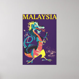Malaysia Drache im Vintage-Reisestilplakat Leinwanddruck