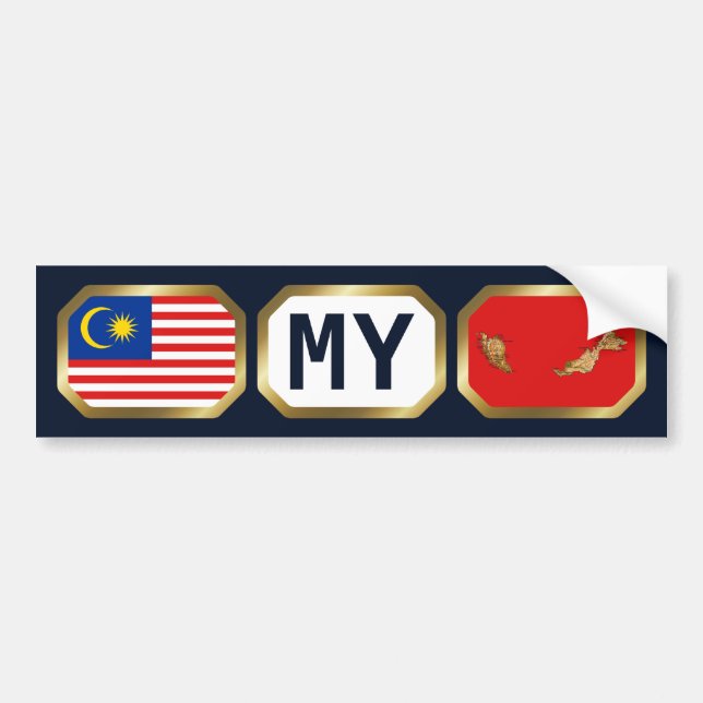 Malaysia Flag Map Code Autoaufkleber (Vorne)
