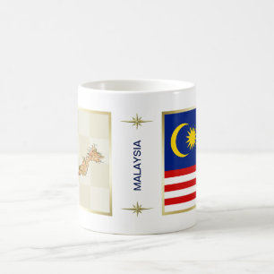 Malaysia-Flagge + Karten-Tasse Kaffeetasse