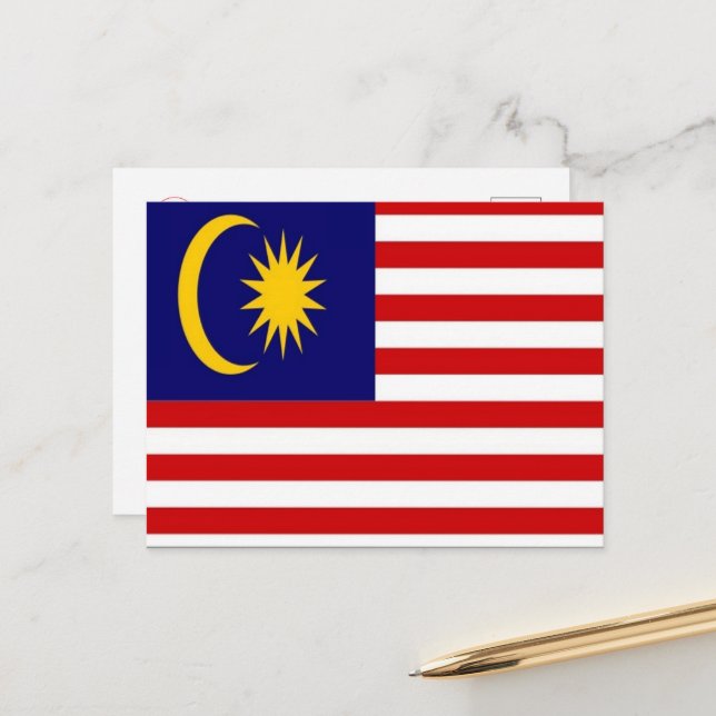 Malaysia - Flagge - Postkarte (Vorderseite/Rückseite Beispiel)