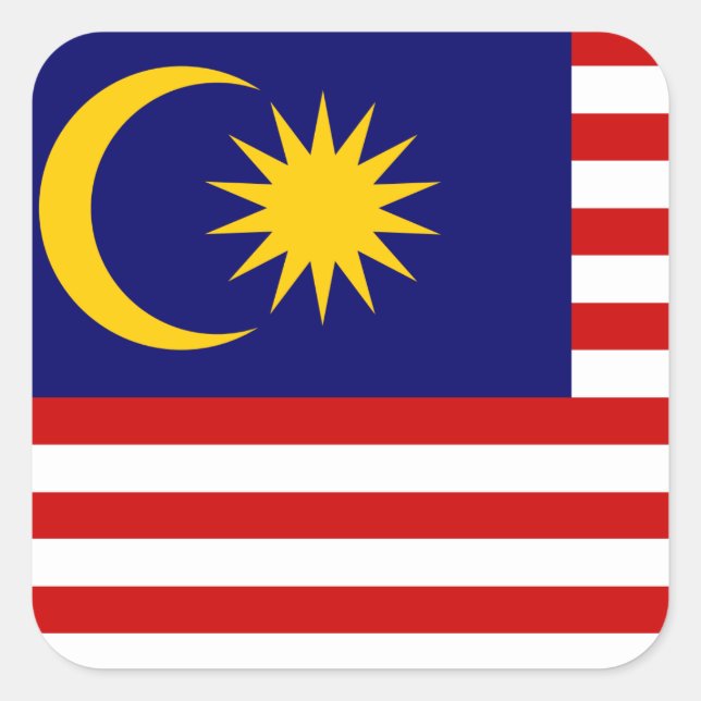 Malaysia-Flagge Quadratischer Aufkleber (Vorderseite)