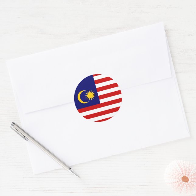 Malaysia-Flagge Runder Aufkleber (Umschlag)