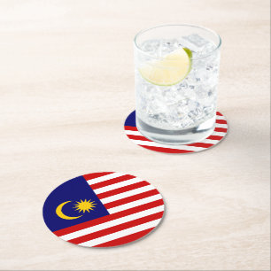 Malaysia-Flagge Runder Pappuntersetzer