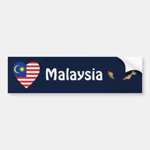 Malaysia-Flaggen-Herz + Karten-Autoaufkleber Autoaufkleber