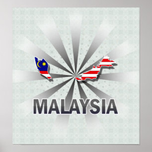 Malaysia-Flaggen-Karte 2,0 Poster