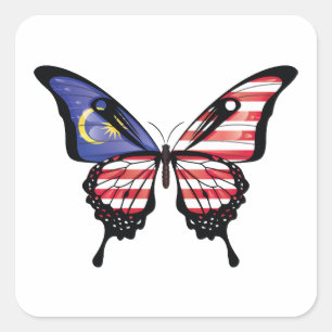 Malaysia Frack Butterfly Flag Quadratischer Aufkleber