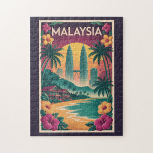 Malaysia Landschaftsillustration Reise Kunst Vinta