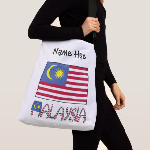 Malaysia Malaysische Flagge Schwarz Personalisieru Tragetaschen Mit Langen Trägern