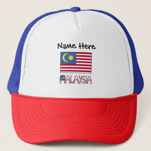Malaysia Malaysische Flagge Schwarz Personalisieru Truckerkappe