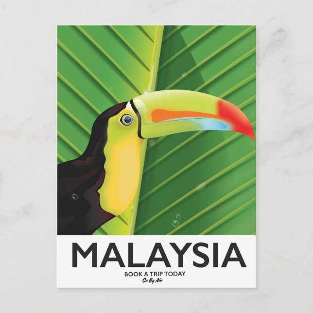 Malaysia Toucan Reiseplakat Postkarte (Vorderseite)
