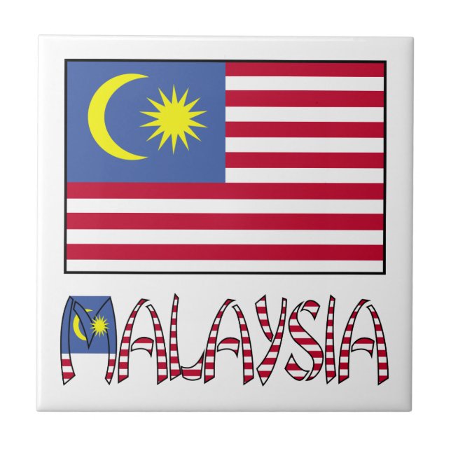 Malaysia und malaysische Flagge Fliese (Vorderseite)