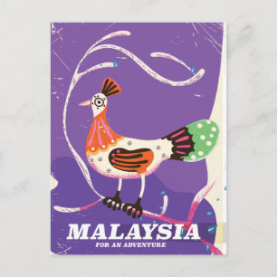 Malaysias Vintage Reiseplakat Postkarte