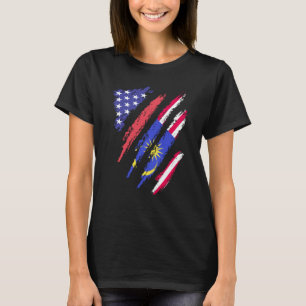 Malaysisch-amerikanischer Patriot gewachsenes Herz T-Shirt