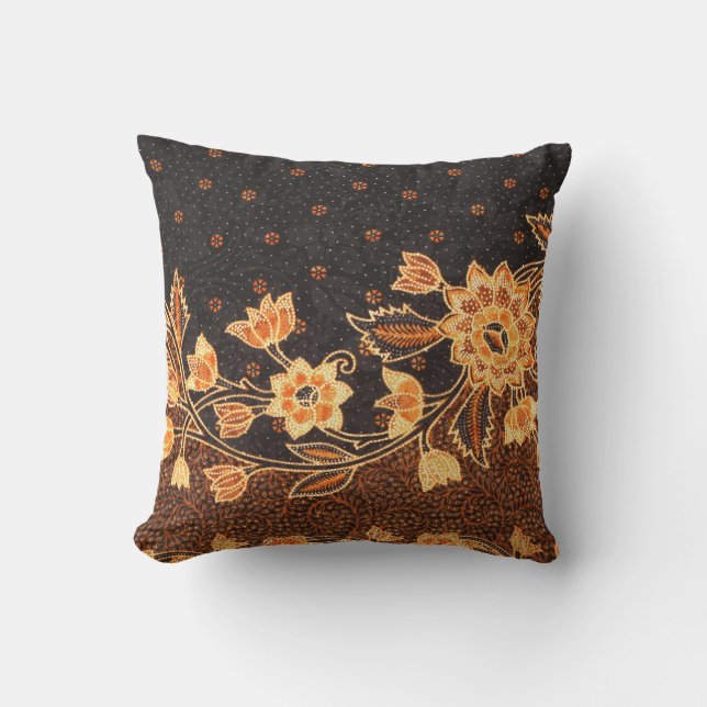 Malaysisch-indonesische Batik Art Beauty Kissen (Vorderseite)