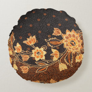 Malaysisch-indonesische Batik Art Beauty Rundes Kissen