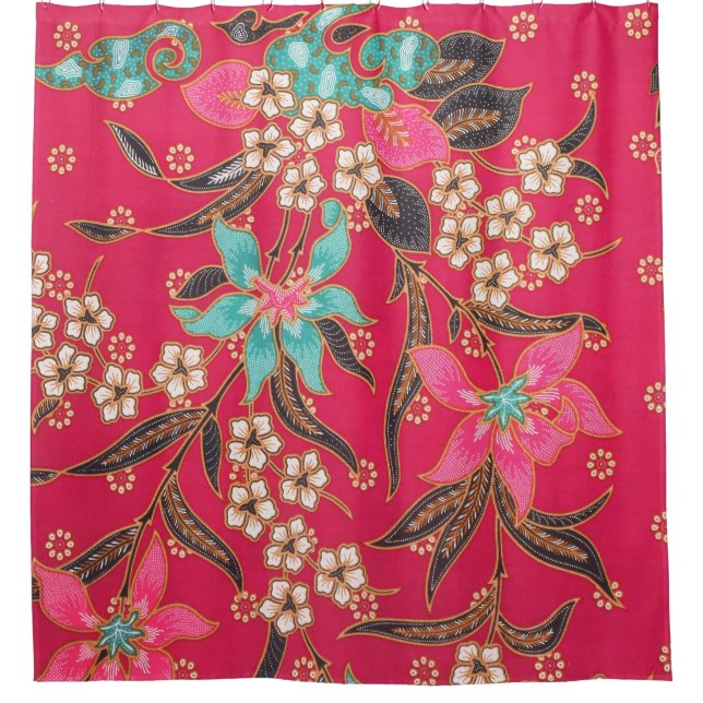 Malaysisch-indonesische Batik Art Pattern Duschvorhang (Vorderseite)