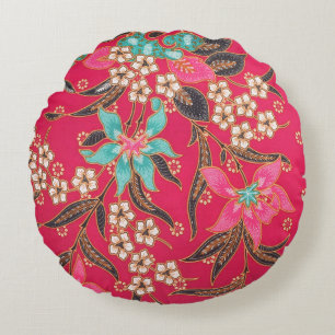 Malaysisch-indonesische Batik Art Pattern Rundes Kissen