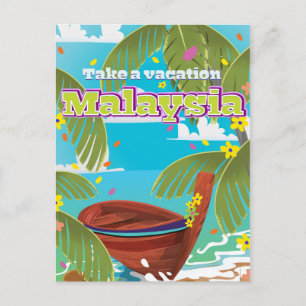 Malaysische Cartoon-Reiseposter-Kunst. Postkarte