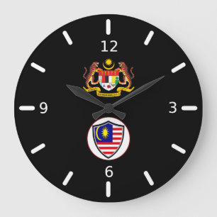 malaysische Fahnenwappen Große Wanduhr