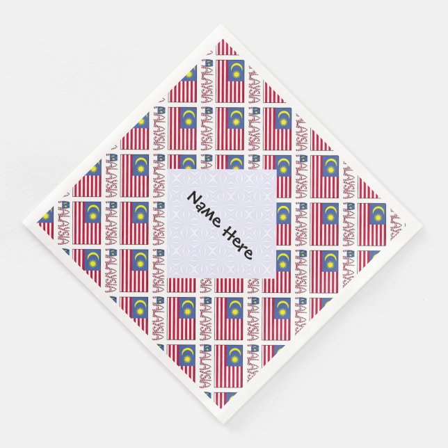 Malaysische Flagge geteert Schwarze Personalisieru Serviette (Ecke)